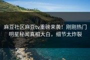 麻豆社区麻豆tv重磅来袭！刚刚热门明星秘闻真相大白，细节太炸裂