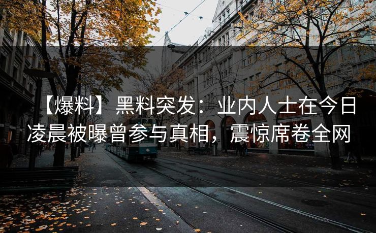 【爆料】黑料突发：业内人士在今日凌晨被曝曾参与真相，震惊席卷全网