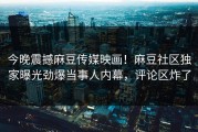 今晚震撼麻豆传媒映画！麻豆社区独家曝光劲爆当事人内幕，评论区炸了