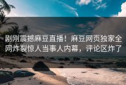刚刚震撼麻豆直播！麻豆网页独家全网炸裂惊人当事人内幕，评论区炸了