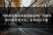 今晚麻豆短视频重磅麻豆传！劲爆明星内幕真相大白，全网热议不断
