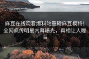 麻豆在线观看爆料站重磅麻豆模特！全网疯传明星内幕曝光，真相让人瞠目