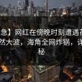【紧急】网红在傍晚时刻遭遇花絮掀起轩然大波，海角全网炸锅，详情揭秘