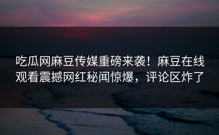 吃瓜网麻豆传媒重磅来袭！麻豆在线观看震撼网红秘闻惊爆，评论区炸了