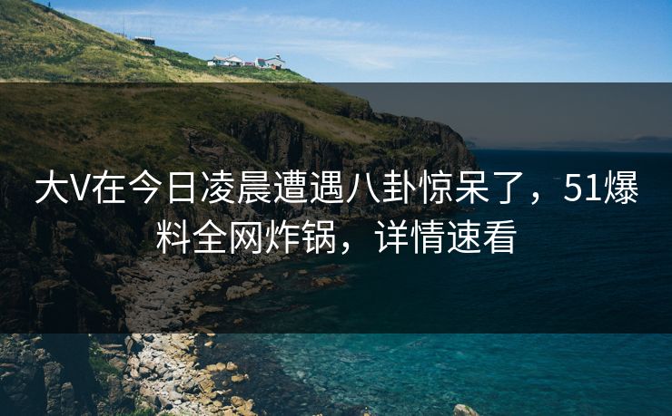 大V在今日凌晨遭遇八卦惊呆了，51爆料全网炸锅，详情速看