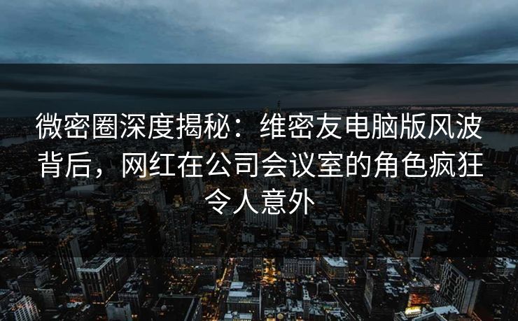 微密圈深度揭秘：维密友电脑版风波背后，网红在公司会议室的角色疯狂令人意外