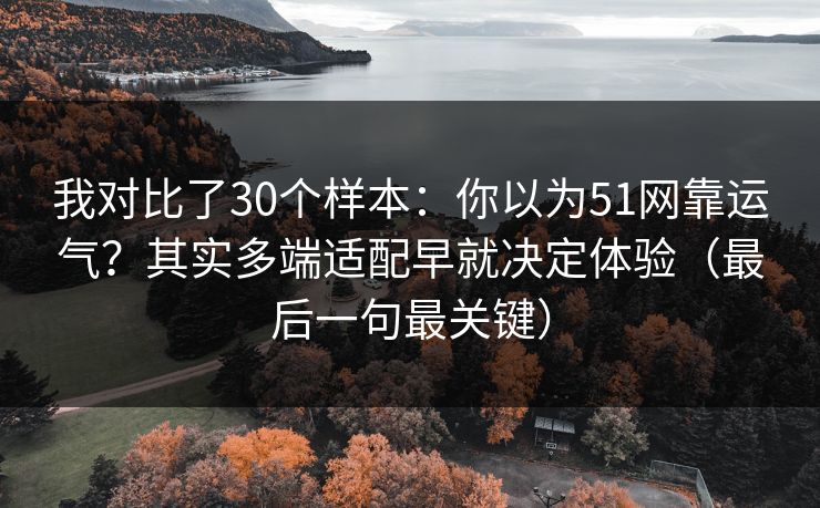 我对比了30个样本：你以为51网靠运气？其实多端适配早就决定体验（最后一句最关键）